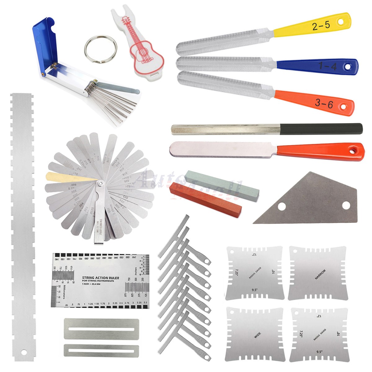 Guitar Luthier Tools File Fret Crowning Dressing Rocker Straight Edge Ruler Set