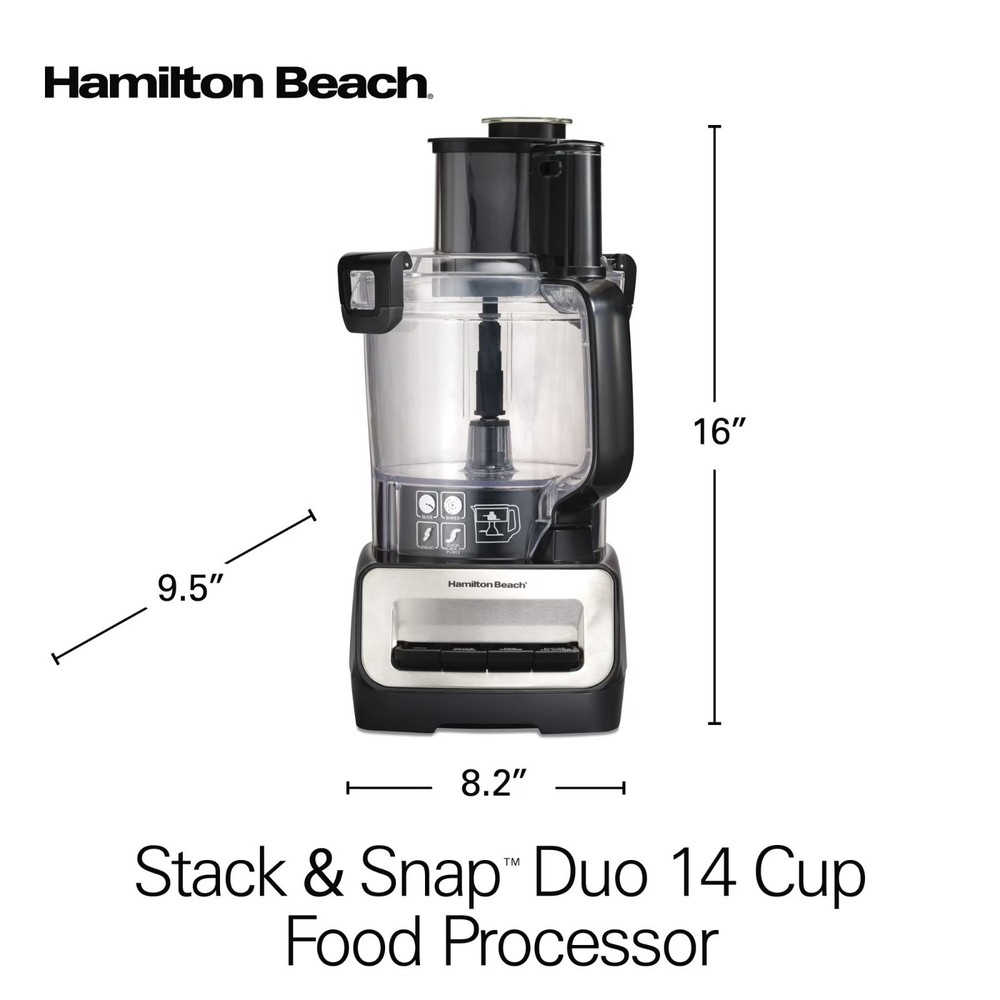 Hamilton Beach 14 Cup Food Processor with Stack & Snap Design and Extra 4-Cup...