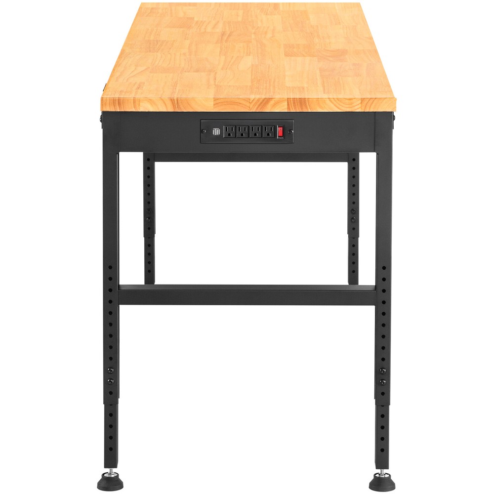 Adjustable Height Workbench 48"L x 20"W Work Bench Table w/ Power Outlets