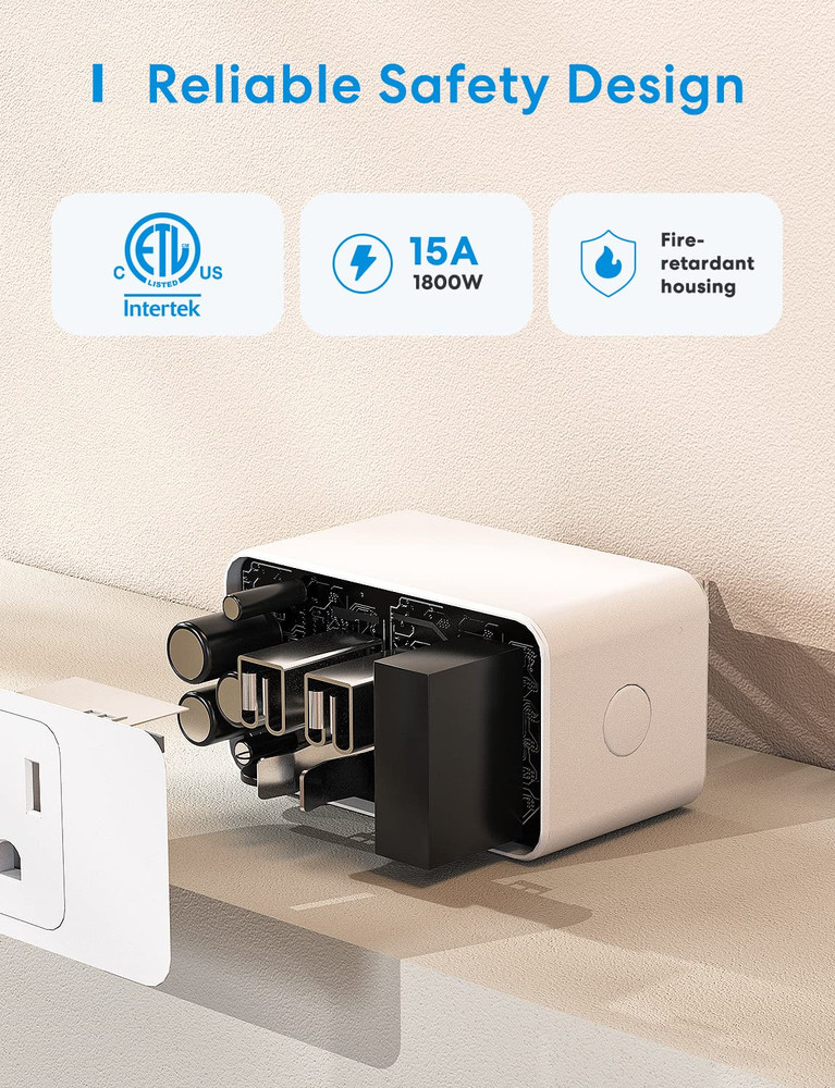 Smart Plug Mini Support Apple Homekit, Siri, Alexa, App Control, Timer, 15A & Re