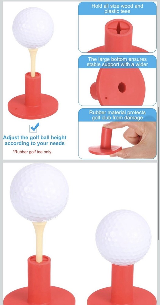 Rubber Golf Tees, Practice Training Driving Range Stable Ball Holder 5 Pack