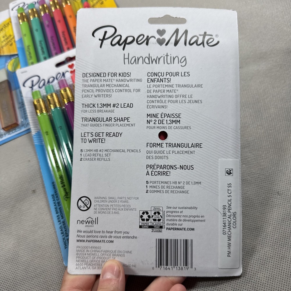 Paper Mate Handwriting #2 Triangular Mechanical Pencils 4 Sets L2