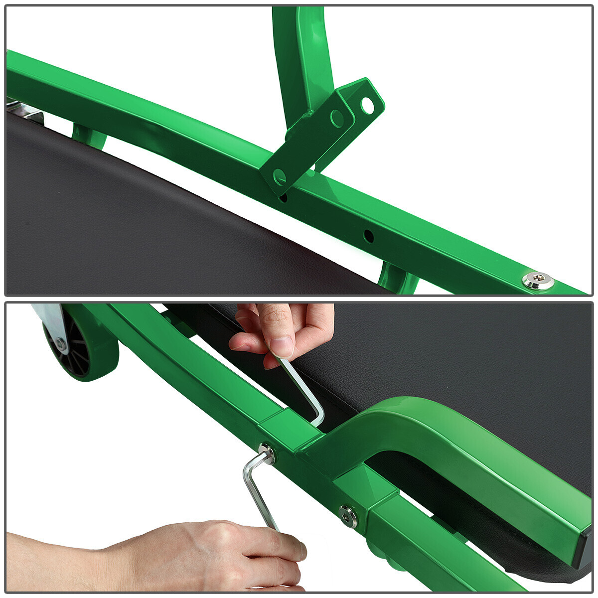 43" 2 IN 1 Mechanic 3-Level Adjustable Rolling Auto Garage/ Shop Creeper Green