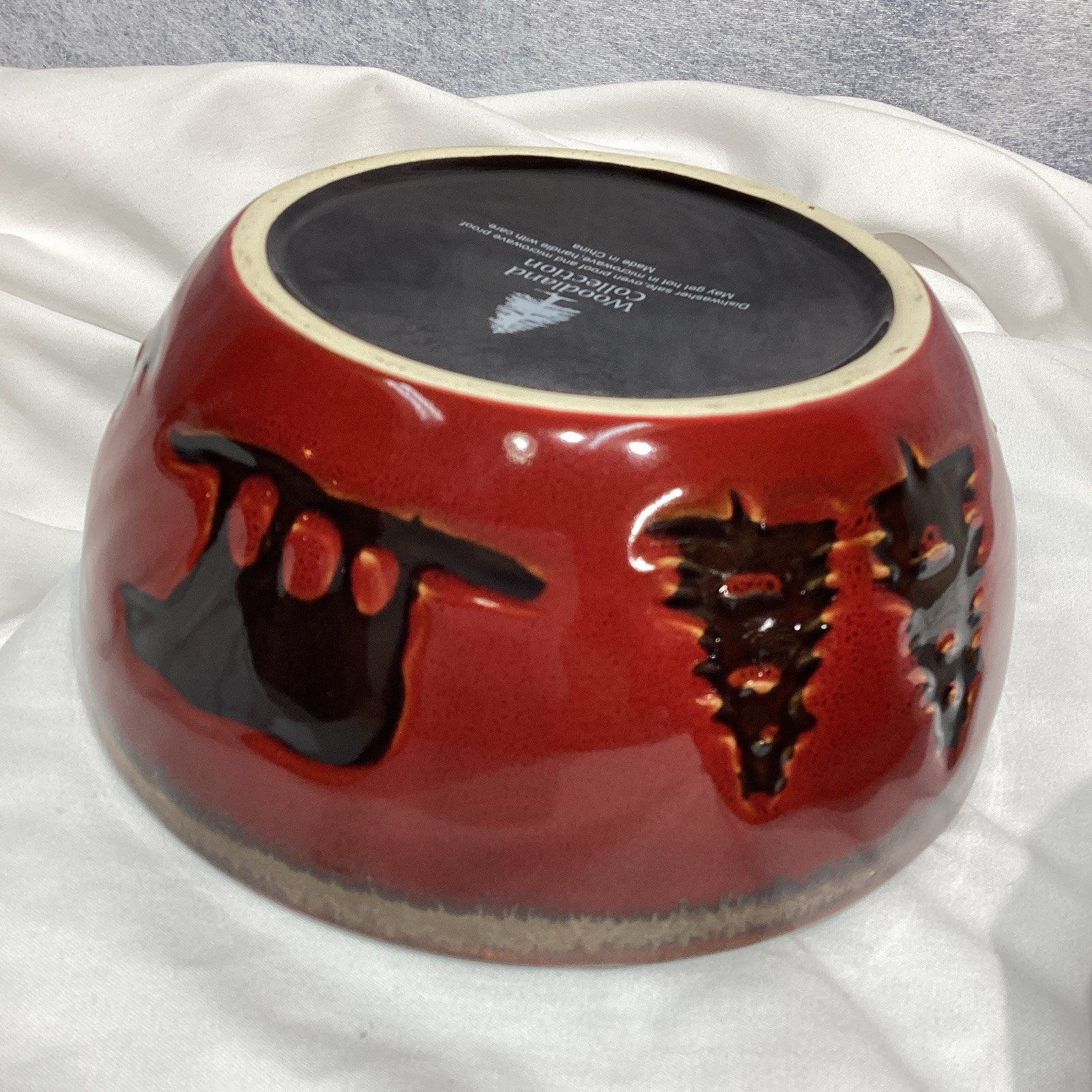 Lot 2 Woodland Red Home Studio 6” Soup Cereal Bowls Bear Pine Trees