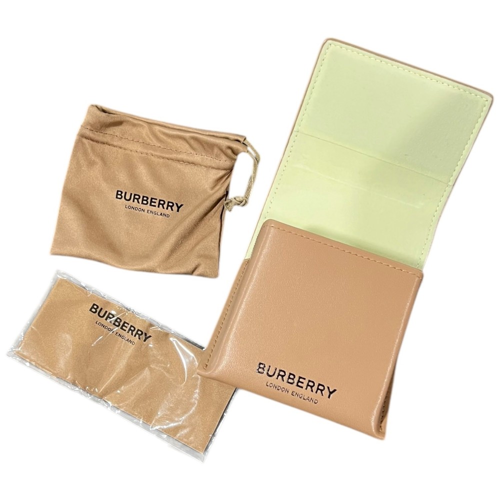 Burberry Tan Leather Foldable Eyeglasses Case Authentic