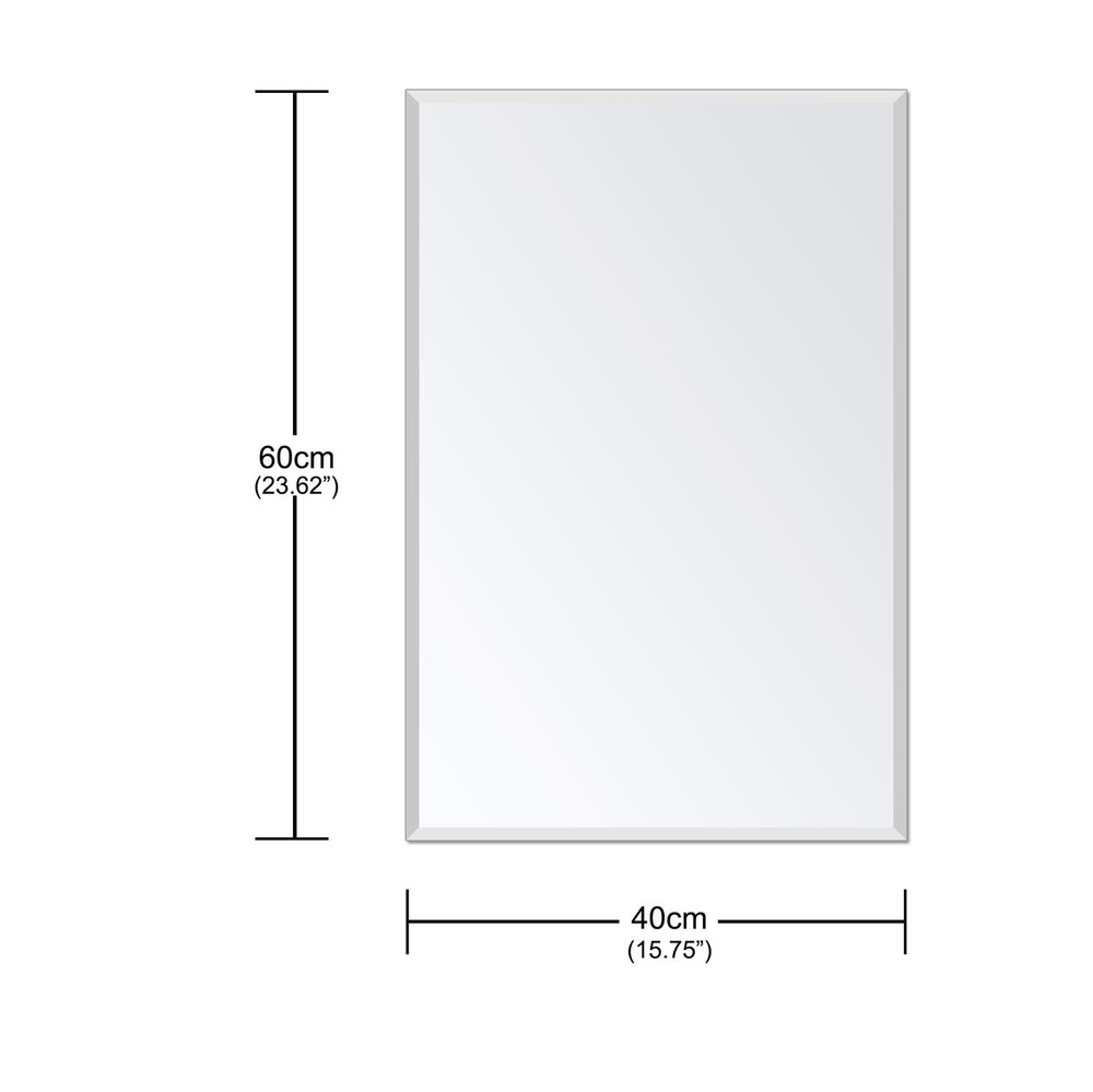Ruomeng Rectangle Wall Mirror Frameless Mirror 16” x 24" Beveled Edge Mirr