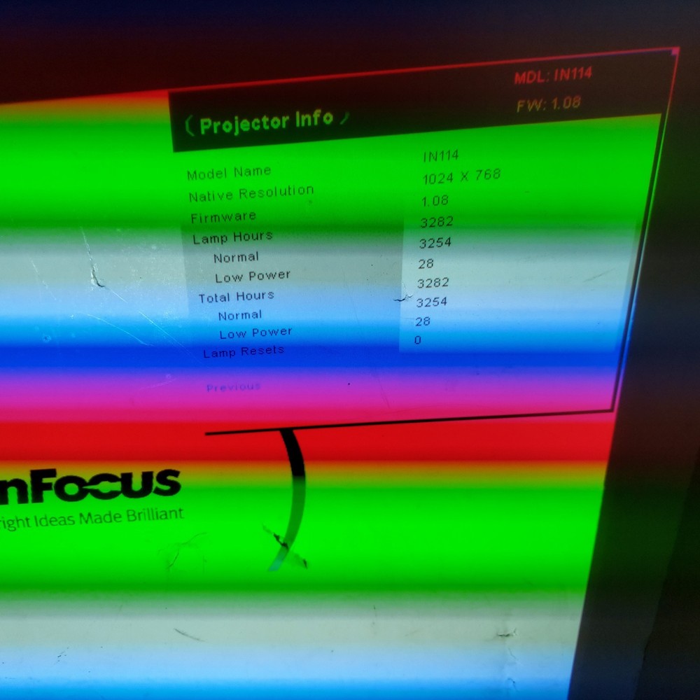InFocus IN114 DLP Projector - 3282 Hours