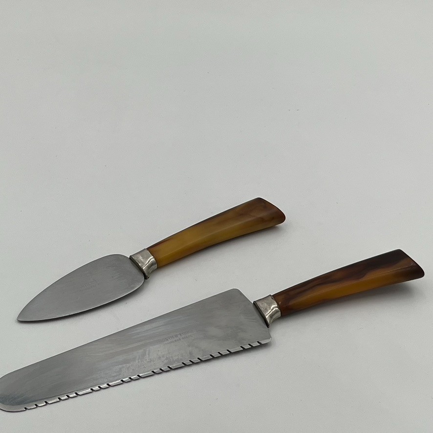 2- VTG Cheese Butter Spreader Bakelite Handle Frontier Forge Knife MCM Kitchen
