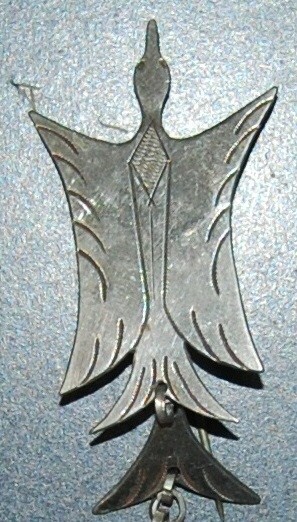 Vintage Southern Plains German Silver lg.Peyote Bird Silver Pin, ca. 1920-1930's