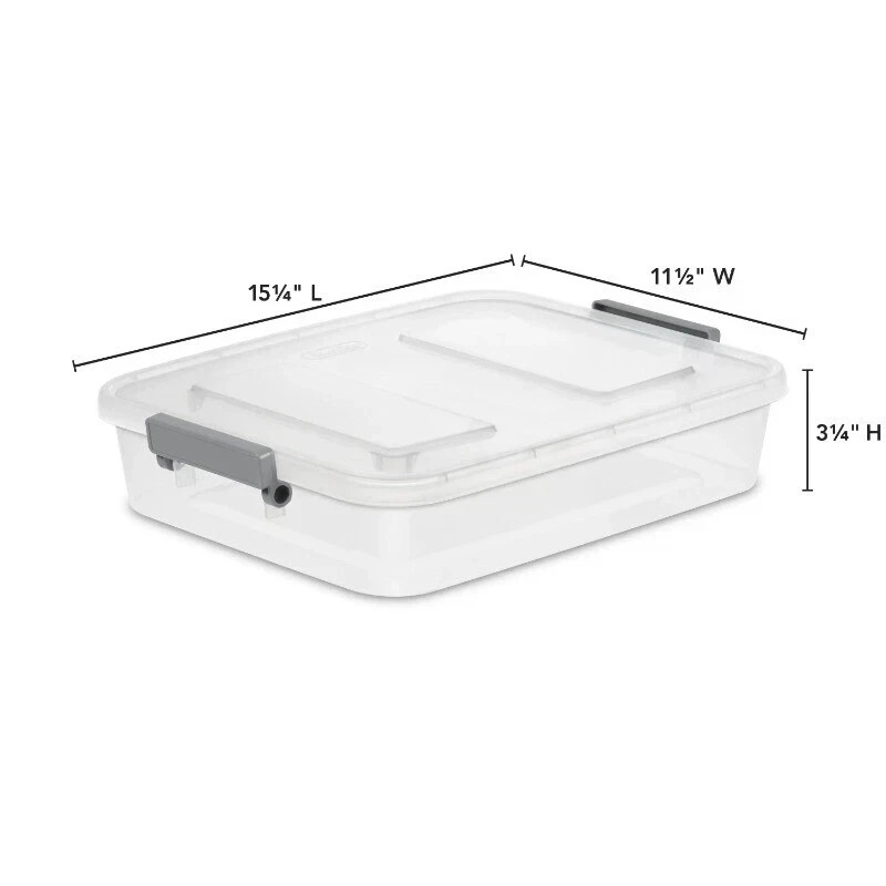 (4 pack) Sterilite 6.2 Qt. Modular Latch Box Plastic, Titanium