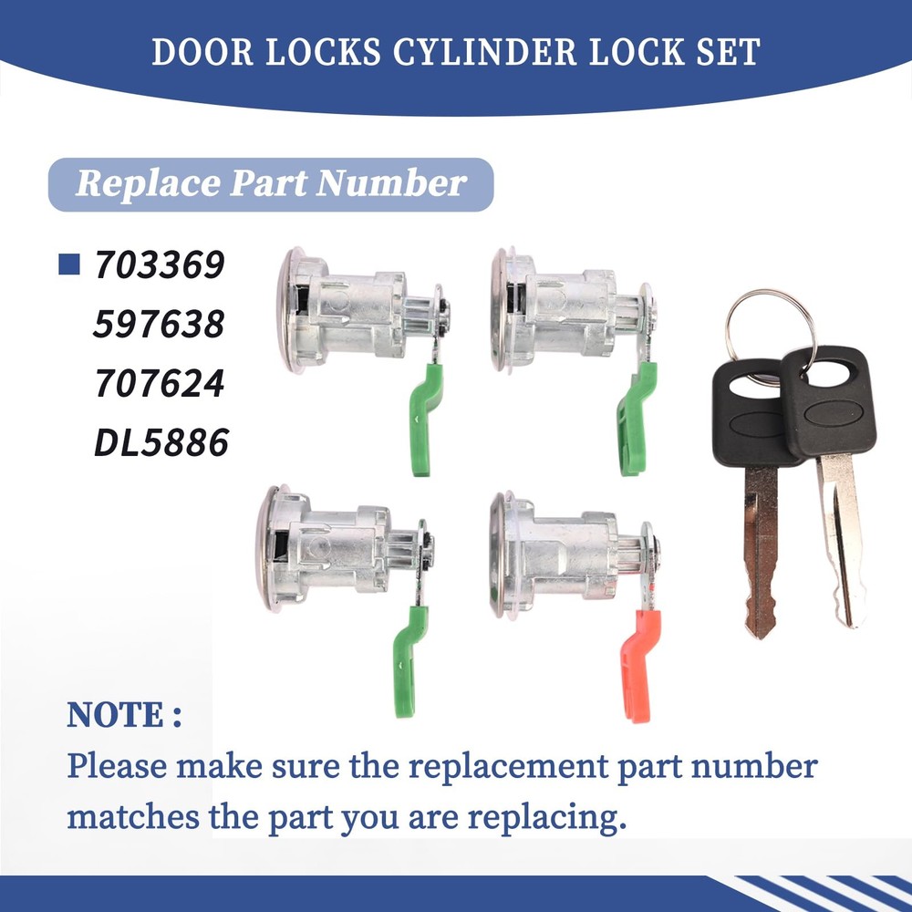 Door Lock Cylinder Set 97-18 Ford E150 E250 E350 Econoline