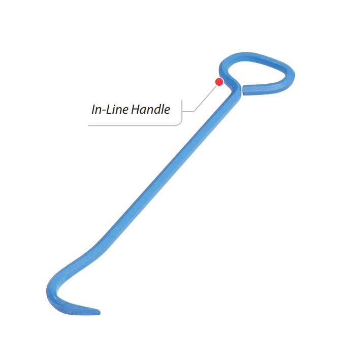 Manhole Cover Hook, 24" Solid Hex shape steel, Inline handle, Pointed tip, USA