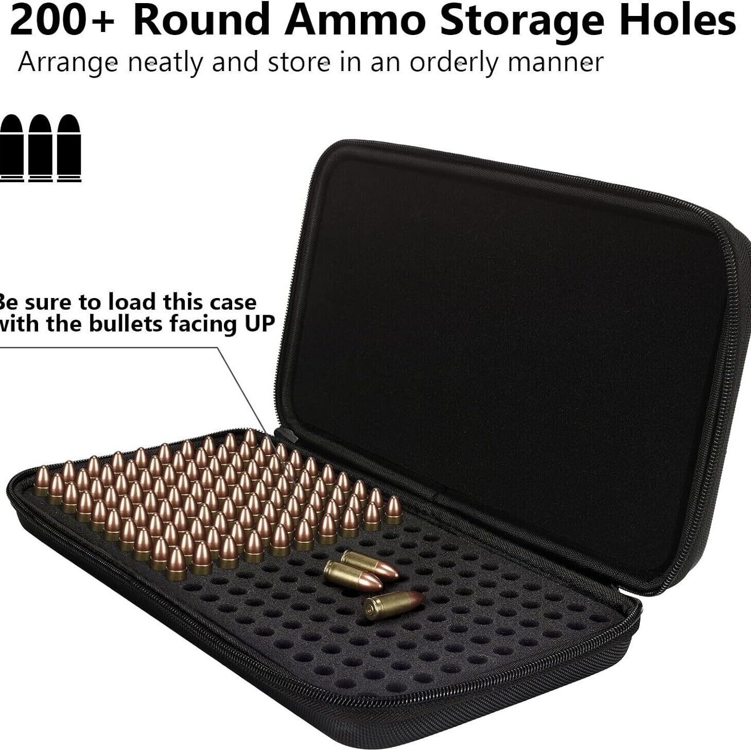 9mm Ammo Box 50/99/200 Rounds Ammunition Storage Bag Bullet Holder Case Outdoor