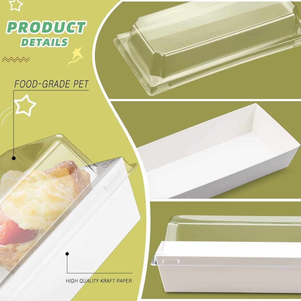 50 Pack Charcuterie Boxes with Clear Lids 4.7 Inch Small White Rectangular