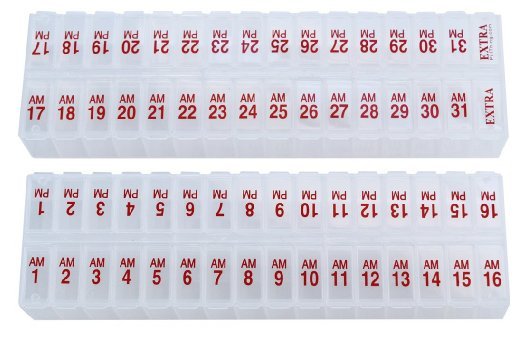 Twice-a-Day Clear Monthly Pill Organizer Set with AM/PM Organizer