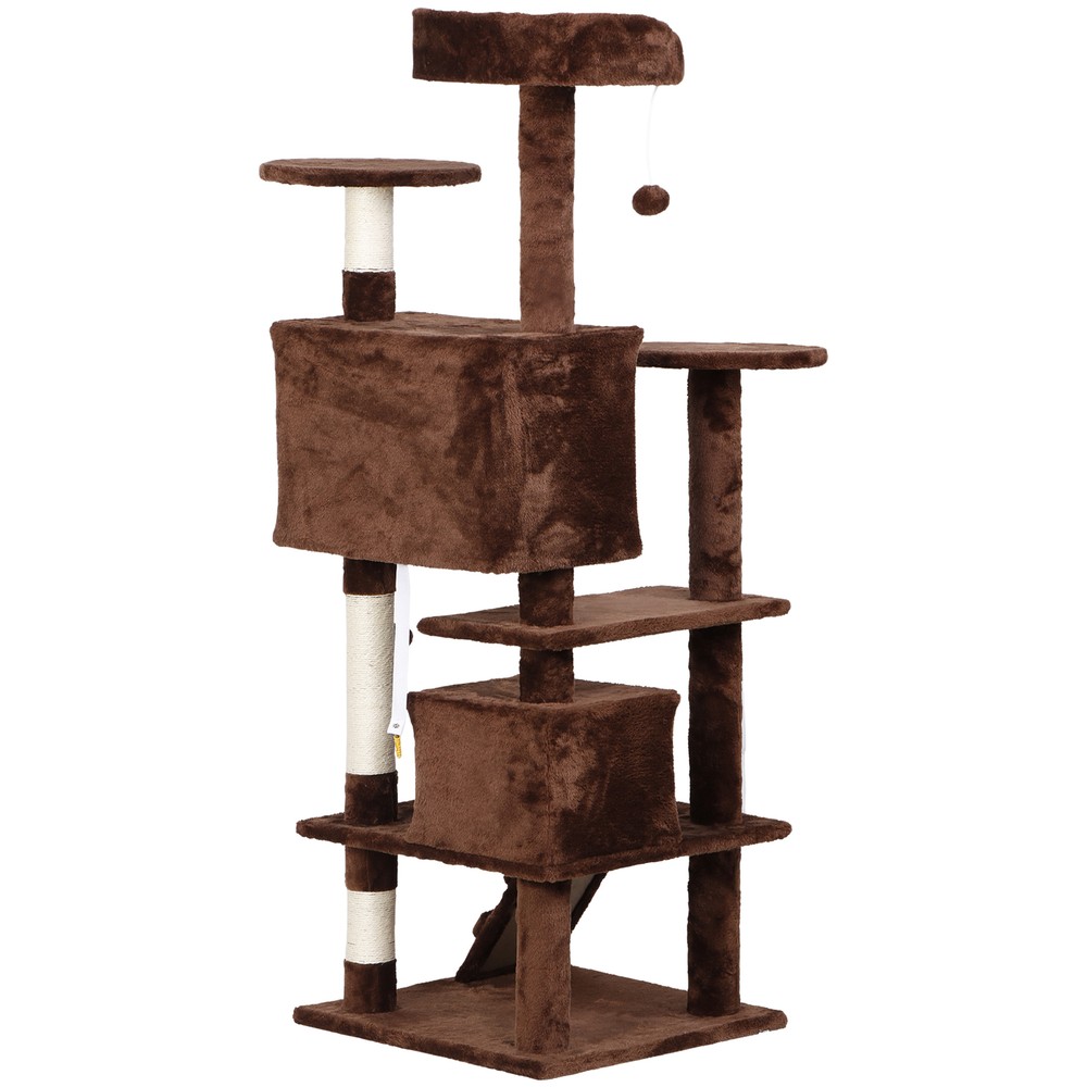 54" Cat Tree Tower for Indoor Cats Multi-Level Furniture w/Scratching Post Brown