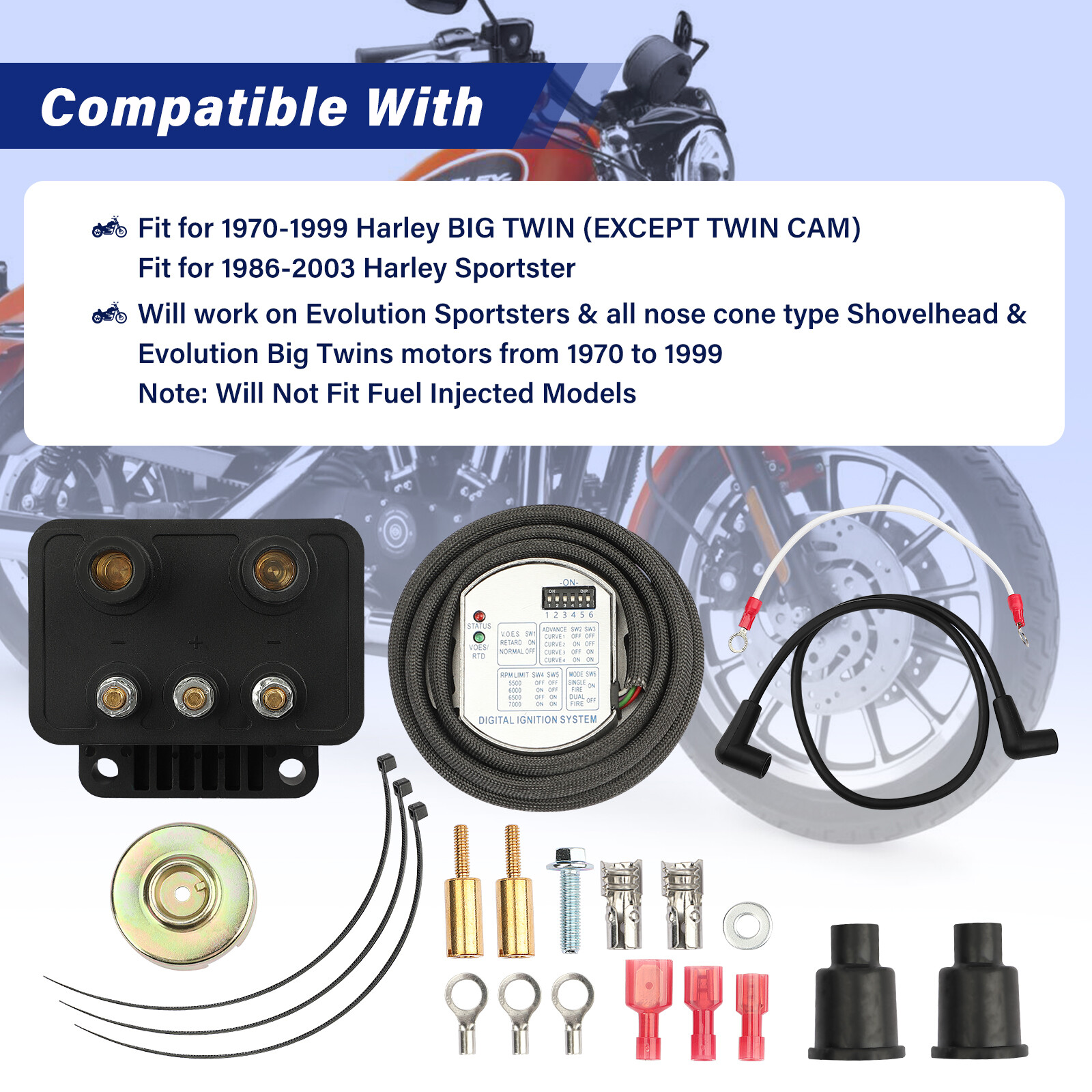 Single Fire Programmable Ignition Coil Kit For EVO Big Twin XL Sportster 53-660