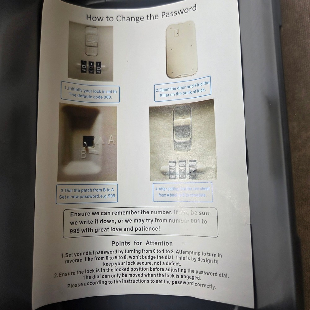 Gray Plastic Lock Box with 3-Digit Combination Security Storage Case 4 Valuables