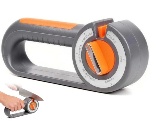 6-in-1 Knife Sharpener for Kitchen - Easy Dial Selects Mode for Chef‘s,
