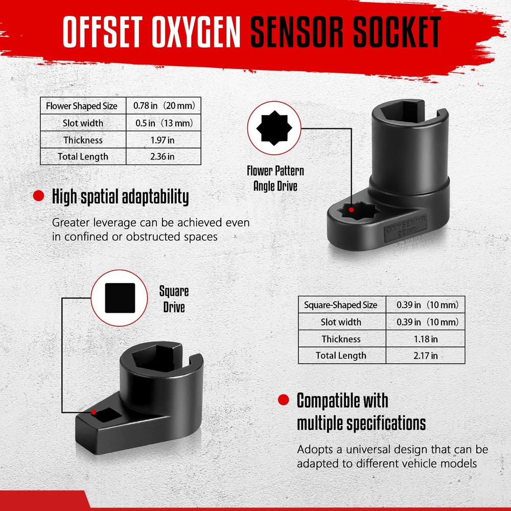 5-Piece Offset O2 Sensor Wrench Removal Tool and Thread Chaser Tool Kit