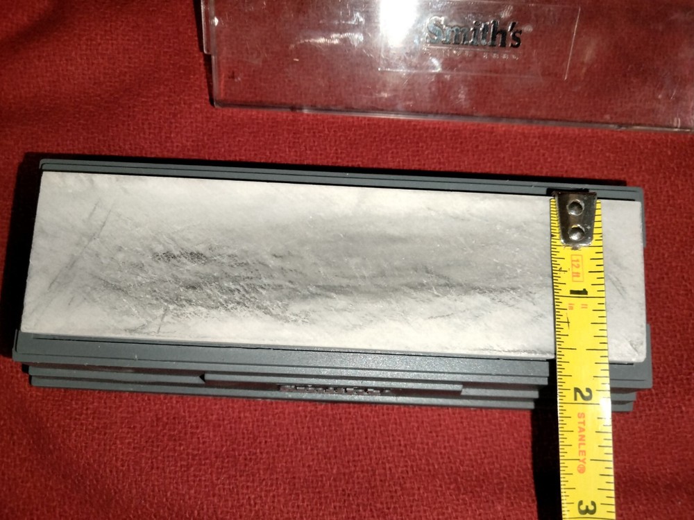 Smith's 6" fine knife sharpening stone with plastic case stand
