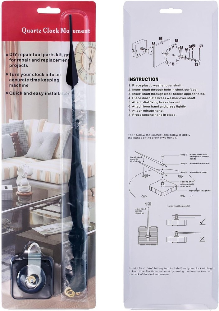 High Torque Quartz Clock Mechanism for DIY Projects - Silent Operation & Hands