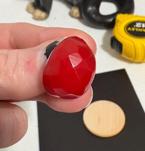 Bakelite Orangey-Red Blocky Geometric Ring vintage
