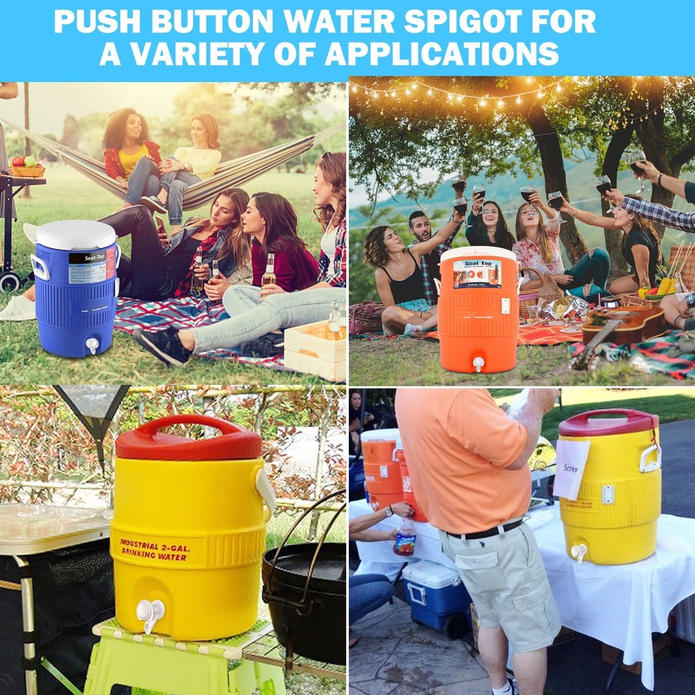 3Pcs Push Button Water Spigot Cooler Replacement, Reusable White