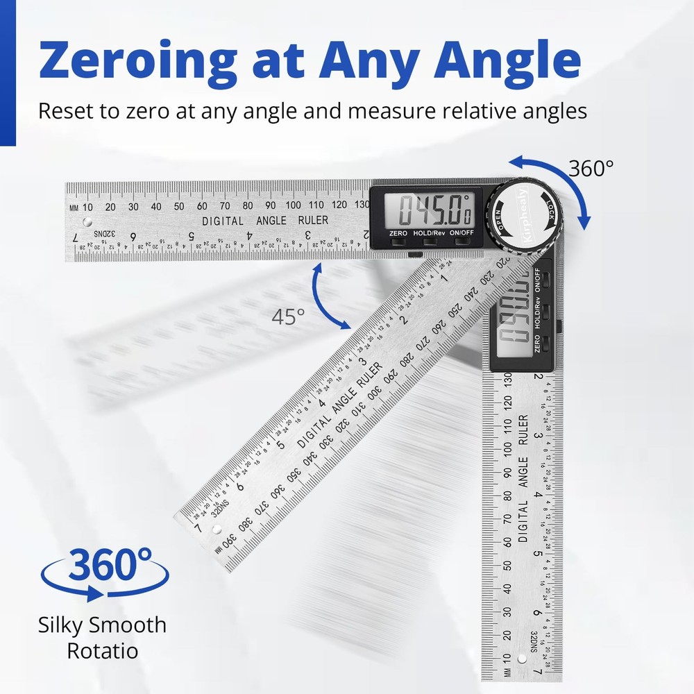 Digital Angle Finder Protractor 7inch 200mm Third Generation Stainless Steel
