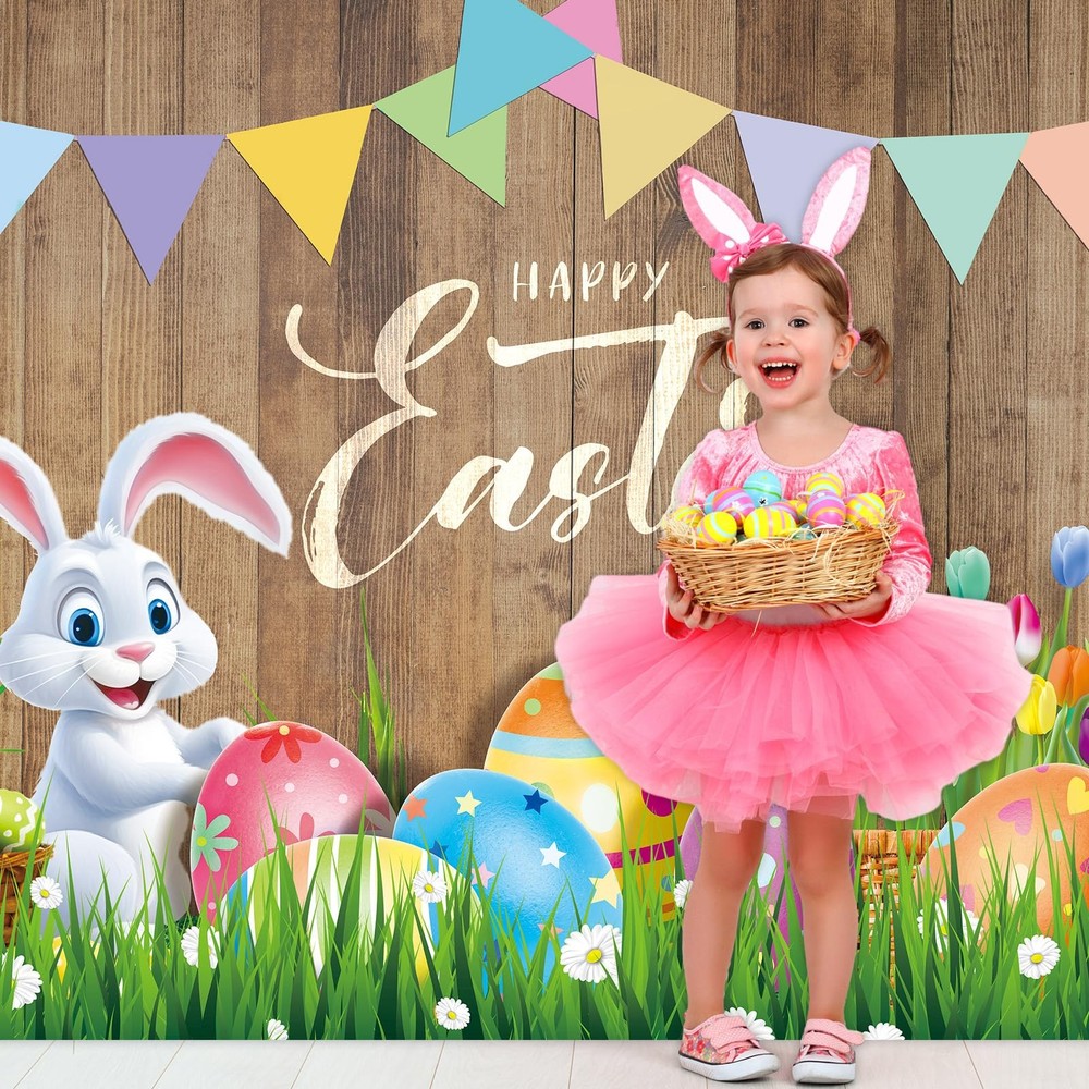 8x6ft Spring Easter Photography Backdrop Easter Backdrops Colorful Eggs Flowe...