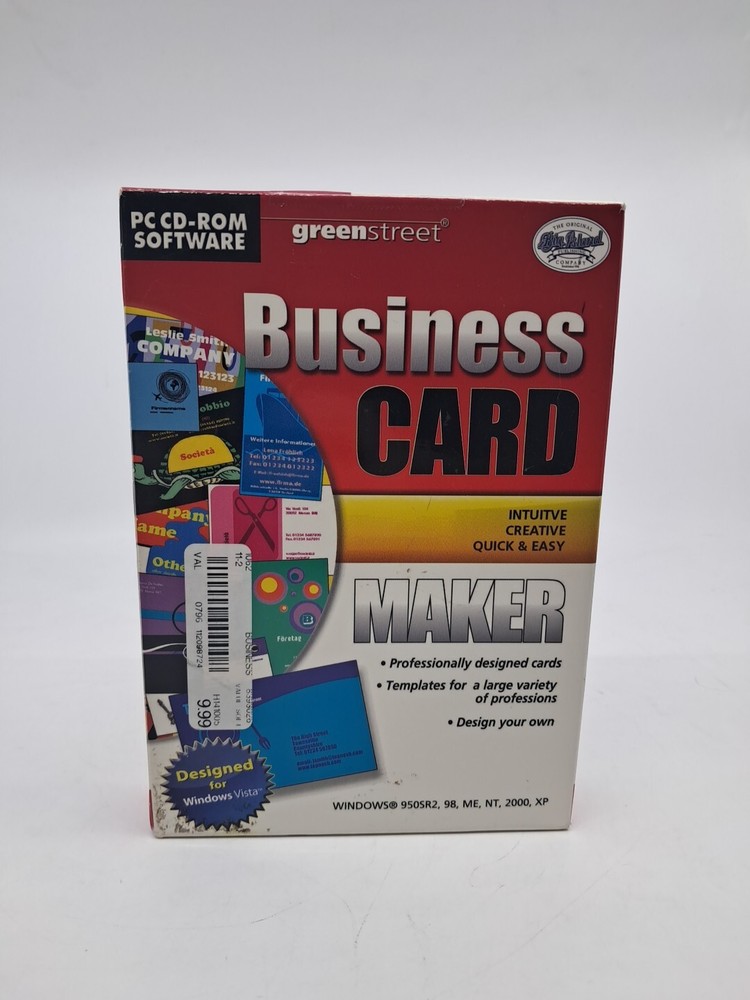 Business Card Maker PC - Vintage Computer Program - Windows Green Street NEW