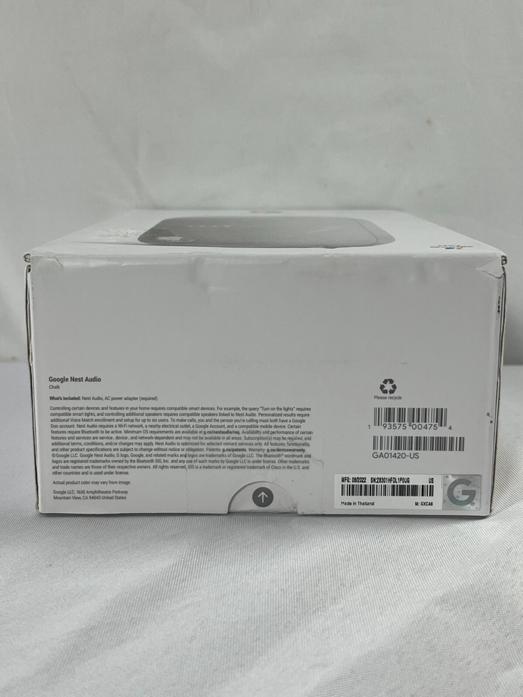 Google Nest Audio GXCA6 Chalk Multi Language Mini Bluetooth Speaker