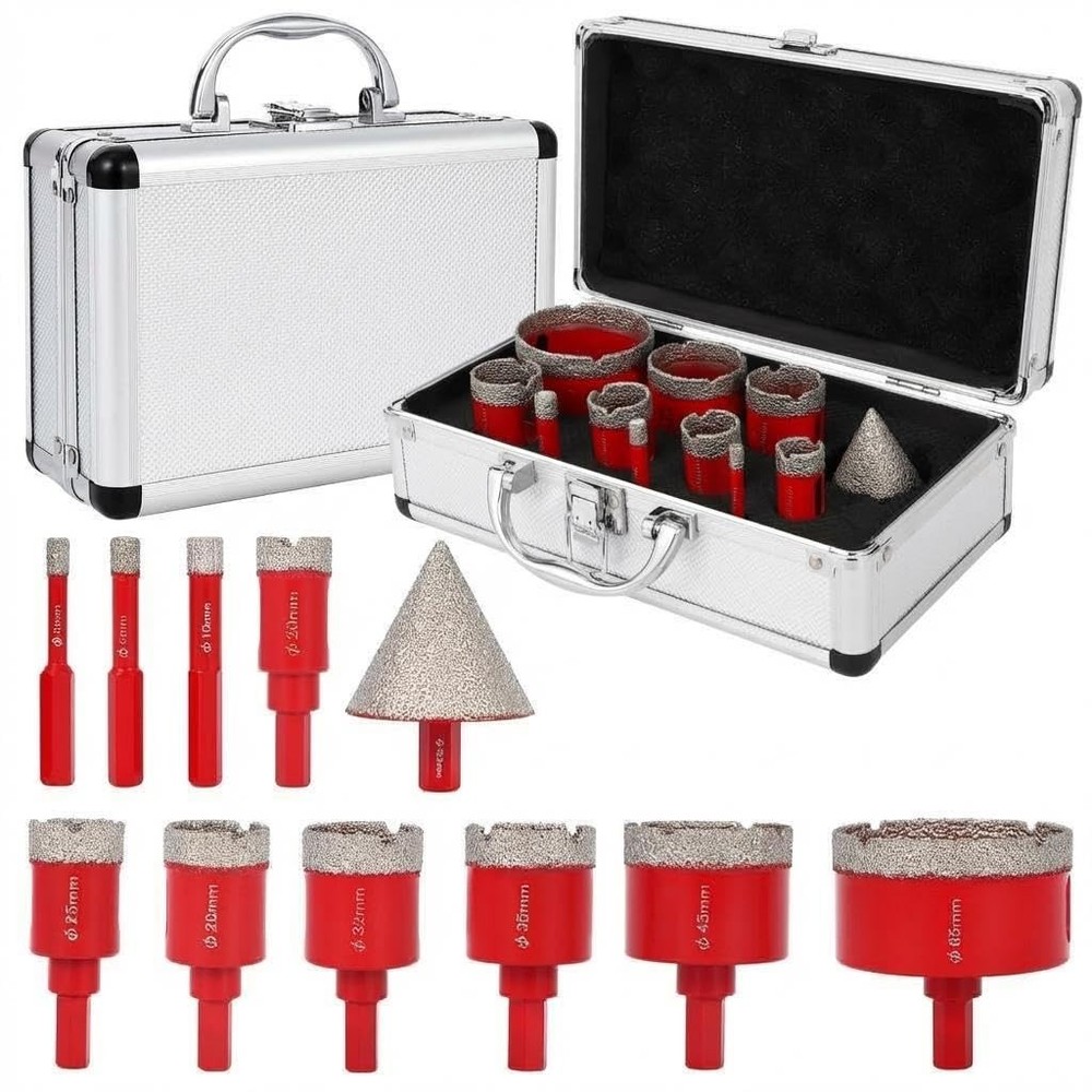 Diamond Hole Saw Kit with Chamfer Drill Bit – Evacuate Brazed Core Drill Bits
