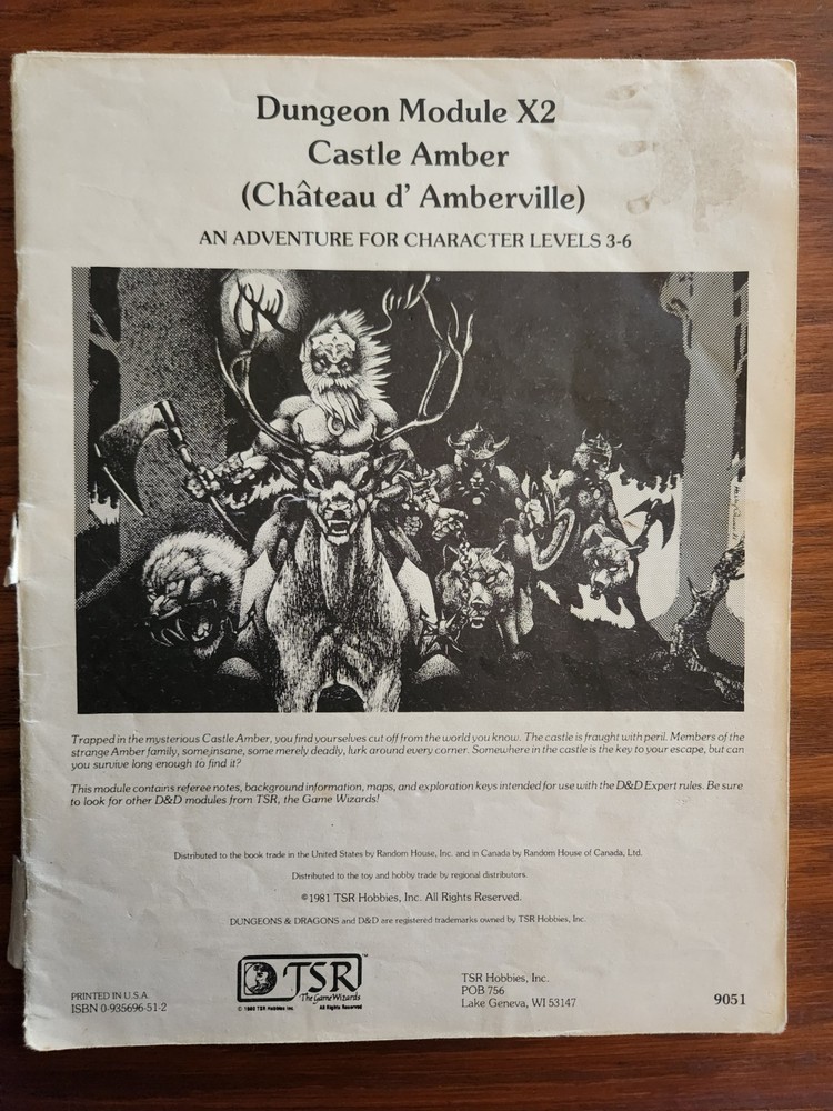 X2 Castle Amber module adventure D&D TSR Basic Dungeons & Dragons BECMI