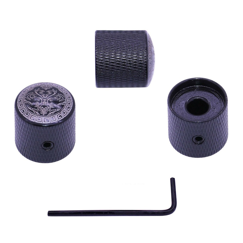3Pack Electric Guitar Volume Tone Control Dome Knobs Metal Potentiometer Caps