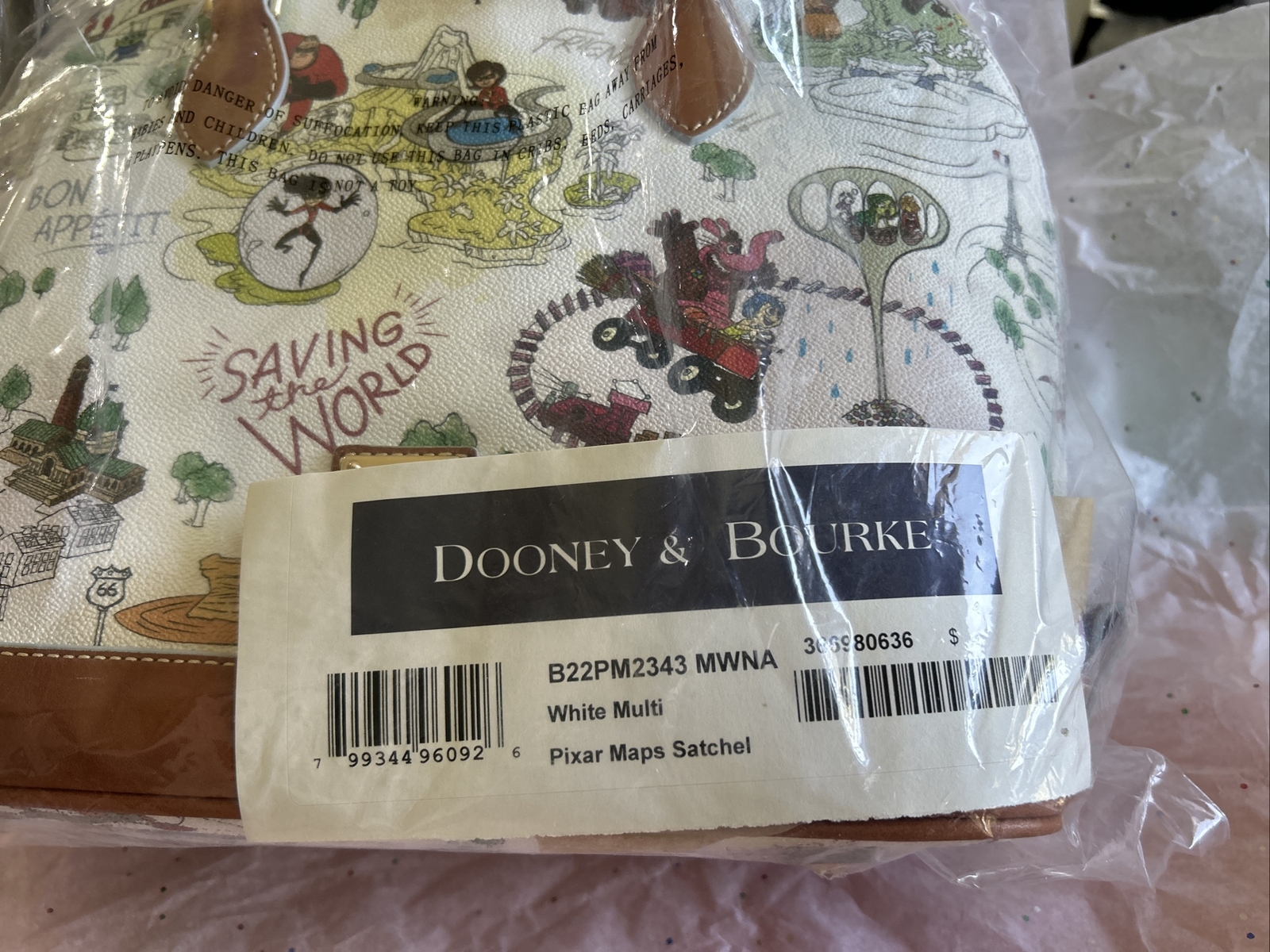 NEW DOONEY BOURKE DISNEYPARKS PIXAR MAP SATCHEL RATATOUILLE INSIDE OUT TOY STORY