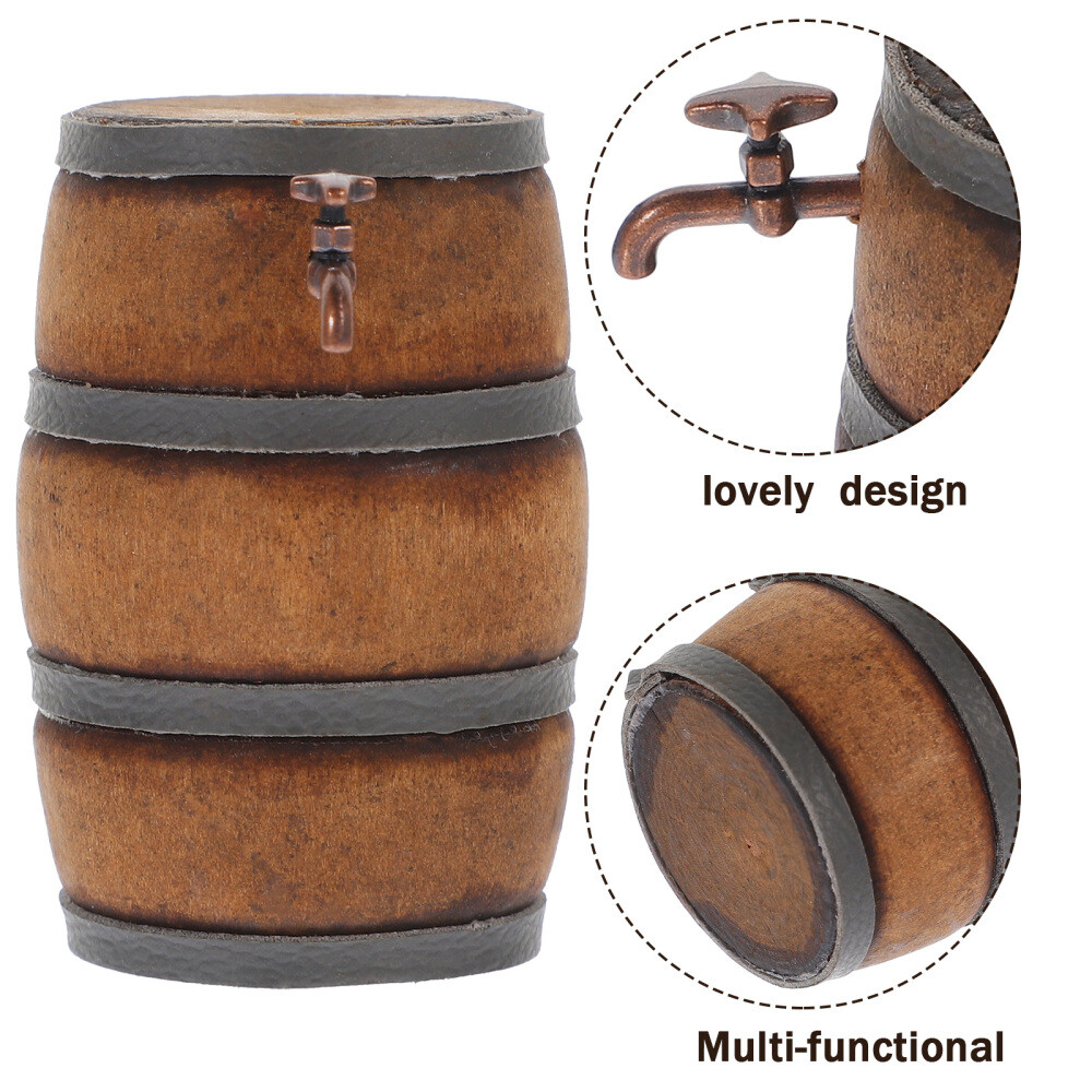 Mini Wine Barrel Set Miniature Restaurant Accessories Tiny House