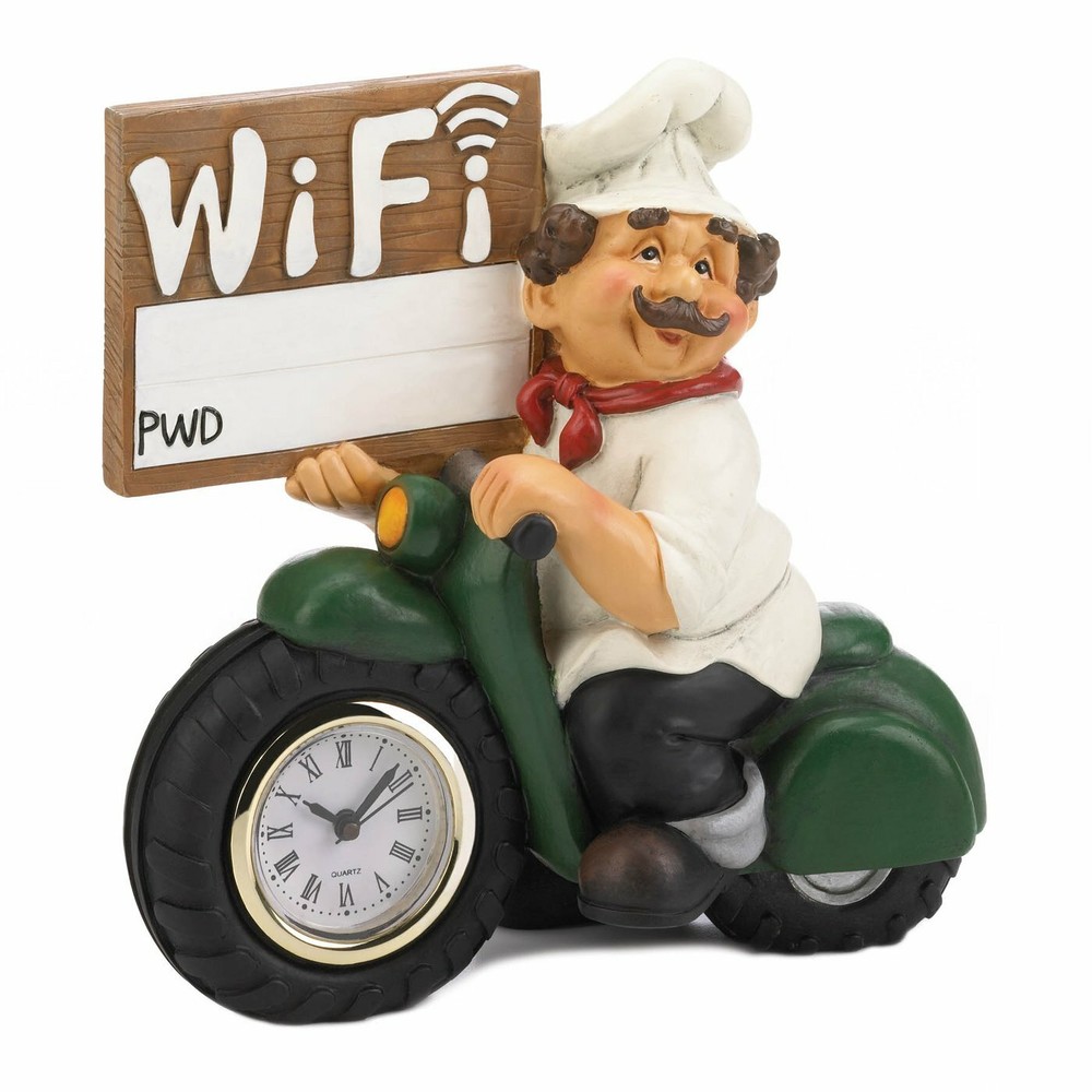 Chef on Scooter Countertop Clock w/ WIFI Sign