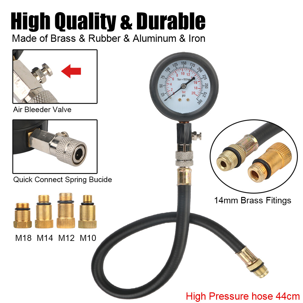 Small Engine Cylinder Compression Gauge Tester Kit Gas Diagnostic Tester Set