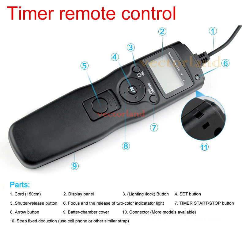 Remote control timer intervalometer for Canon TC-80N3 6D,7D, 5D, 50D,40D,30D,D60