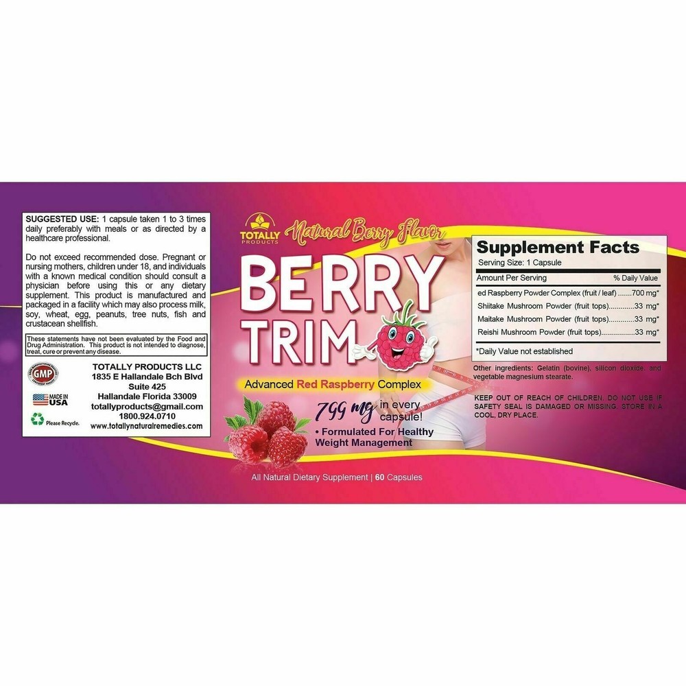 Berry Trim Red Raspberry Complex & Acai Berry Weight Management Support 60 Caps
