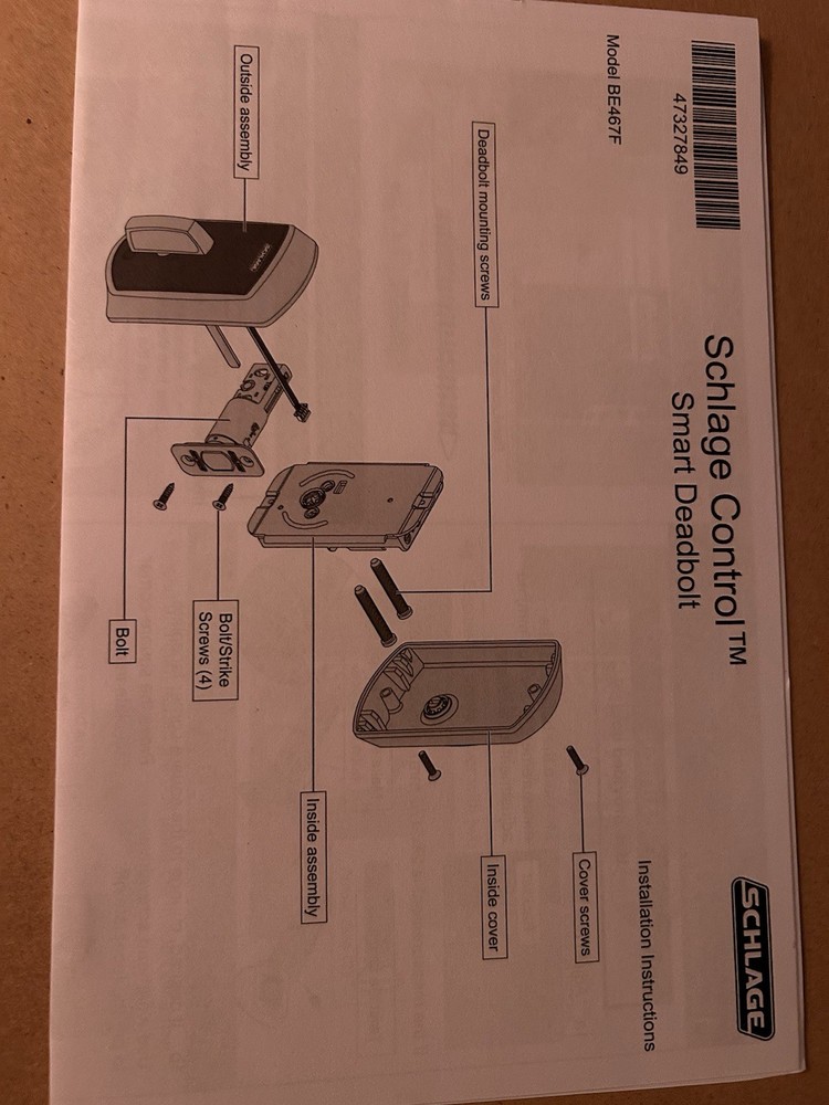 Schlage Control Smart Deadbolt BE467F Brushed Silver Black
