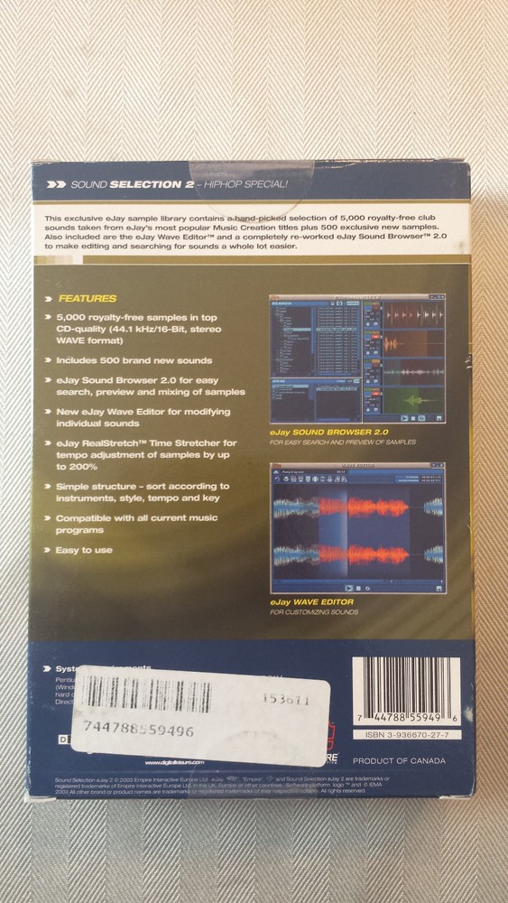 Sound Selection 2 Hip Hop Special - eJay Sample Library Windows XP / 7 EUC AXL