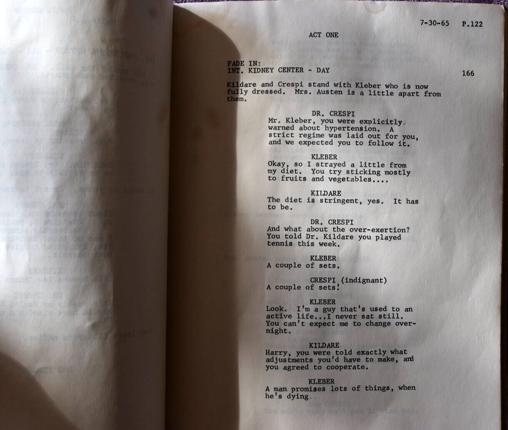 1965 " Dr. Kildare: Hour of Decision " Original Screenplay Script