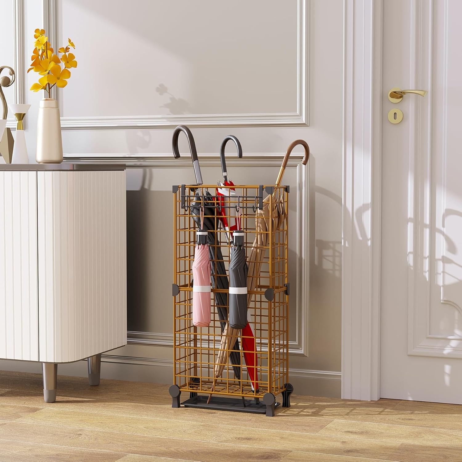 AWTATOS Umbrella Holder Entryway, Umbrella Stand Freestanding, Metal Square Umbr