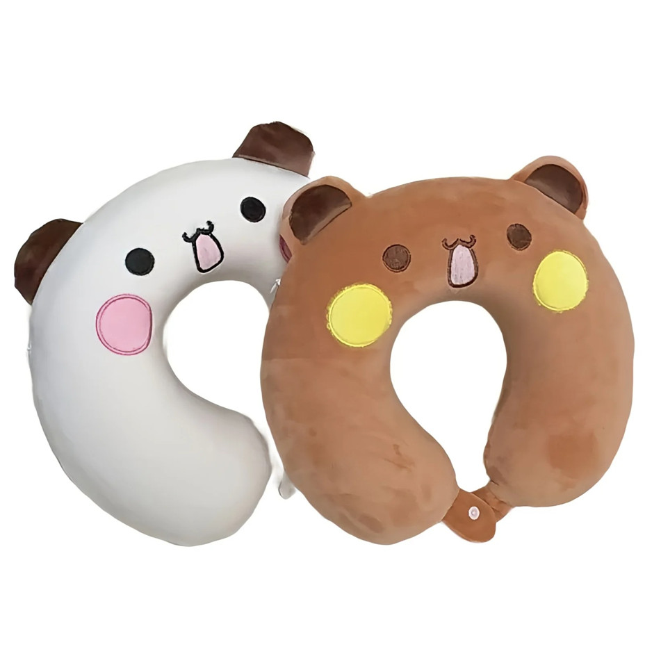 2 pcs Cute Panda U-Shaped Neck Pillow Soft Plush Travel Pillow for Adults & Kids