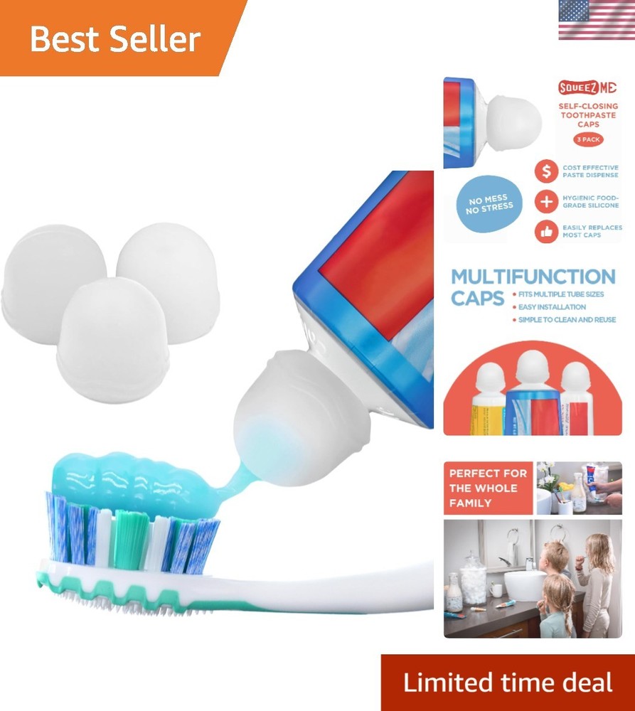 SqueezMe Self-Closing Toothpaste Caps - Pack of 3