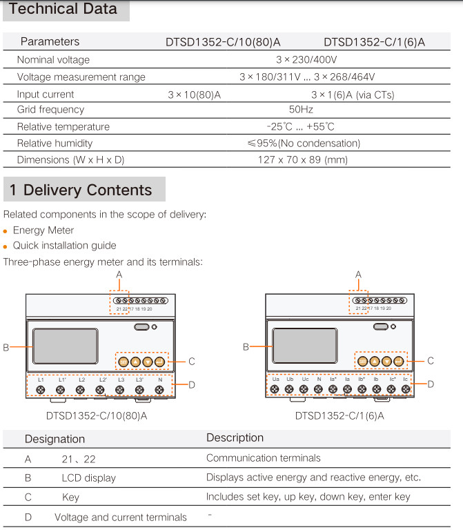 SUNGROW SG-DTSD1352 Three Phase Smart Energy Meter