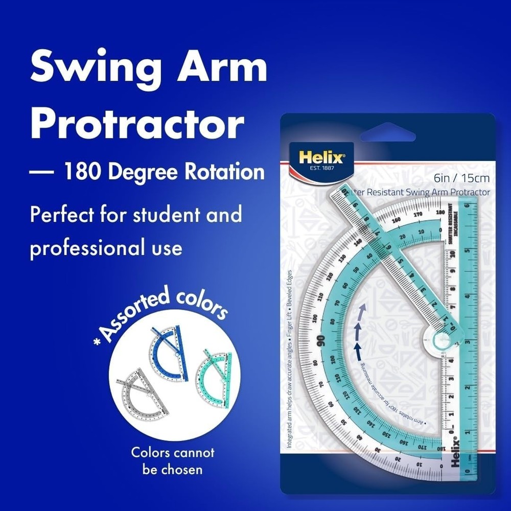 Lightweight 180° Protractor with Integrated Ruler - Perfect for Geometry Classes
