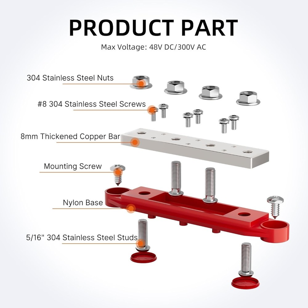 High-Performance 12V Bus Bar - 400A with Copper Construction for Automotive Use